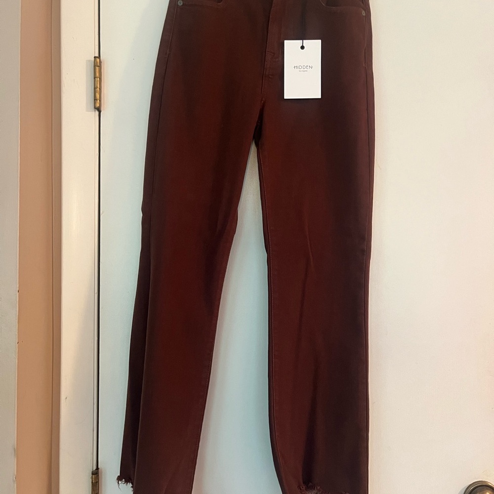 Brown Ankle Cropped Jeans Sleek Fit
